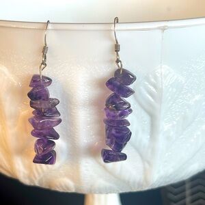 Natural Amethyst chunk drop earrings